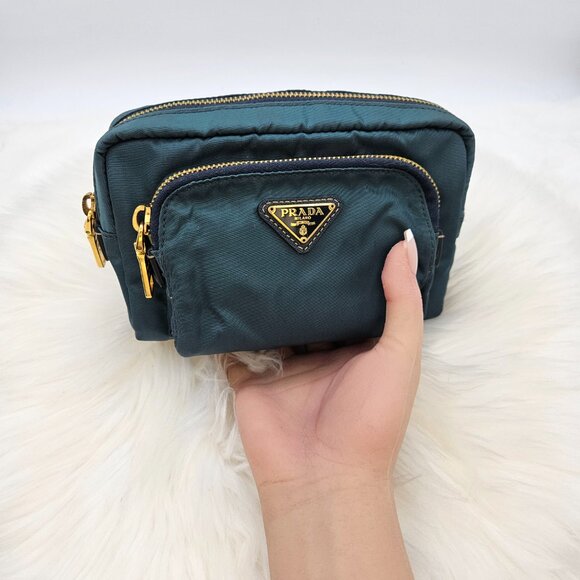Prada  Teal Tessuto Nylon Mini Pouch - Picture 6 of 17